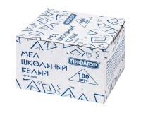 Мел белый Пифагор 227440 в комплекте - 100 штук, без химических добавок, средней твердости, квадратный, картонная упаковка