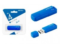 Флэш диск 4 GB USB 2.0 SmartBuy CLUE Blue с колпачком
