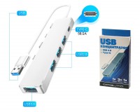 Концентратор USB (HUB) Орбита OT-PCR21 3 порта USB 2.0, 1 порт USB 3.0, 1 порт Type-C, штекер USB, серебро