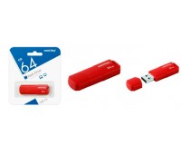 Флэш диск 64 GB USB 2.0 SmartBuy Clue Red с колпачком