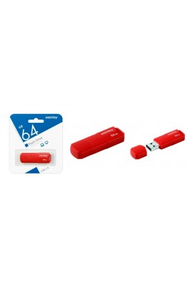 Флэш диск 64 GB USB 2.0 SmartBuy Clue Red с колпачком