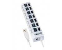 Концентратор USB (HUB) Perfeo PF-C3224/PF-H033 7 портов, выключатель на каждый разъем, White