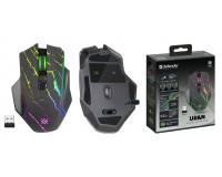 Мышь игровая Defender Uran GM-503 USB (1200 / 2400 / 3200 dpi) черный 7 кнопок+колесо-кнопка, беспроводная, отключаемая подсветка, коробка