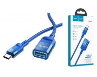 Переходник HOCO U107 USB гнездо - TYPE-C штекер, 1.2 м, синий