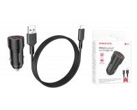 Автомобильное зарядное устройство Borofone BZ19 Wisdom + кабель Iphone5 12/24В 2хUSB, Выходной ток: USB1-2, 4A, USB2-2, 4A, максимальный 2, 4 А коробка черный