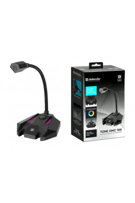 Микрофон Defender игровой стрим TONE GMC 100 USB, LED подсветка, всенаправленный микрофон, гибкая штанга, конденсаторный, кабель 1.5 м