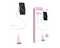 Держатель HOCO PH23 Balu для смартфона, 4.5-6.5 дюймов прищепка, гибкая длинная ножка (70см), настольный розовый, белый