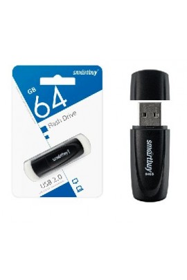 Флэш диск 64 GB USB 2.0 SmartBuy Scout Black с колпачком