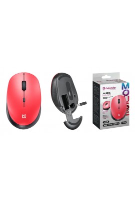 Мышь беспроводная Defender MB-027 Auris USB Pixart 3065 красный 3 кнопки + колесо-кнопка, бесшумное нажатие, 1600 dpi, блистер (52026)