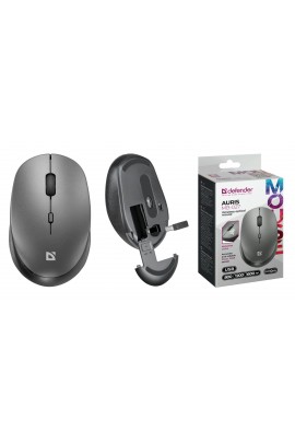 Мышь беспроводная Defender MB-027 Auris USB Pixart 3065 серый 3 кнопки + колесо-кнопка, бесшумное нажатие, 1600 dpi, блистер (52029)
