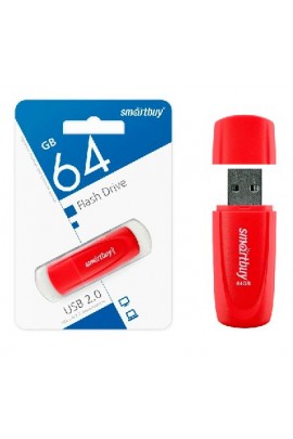 Флэш диск 64 GB USB 2.0 SmartBuy Scout Red с колпачком