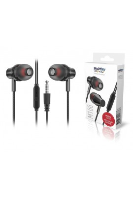 Наушники с микрофоном SmartBuy M100 SBH-021K внутриканальные, кабель 1, 2м, 3, 5мм 4-pin Jack, кнопка вызова, металл, коробка, черный