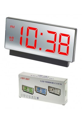 Часы сетевые VST 897-1 красные цифры, зеркальный дисплей, без блока питания