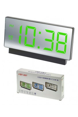 Часы сетевые VST 897-4 зеленые цифры, зеркальный дисплей, без блока питания