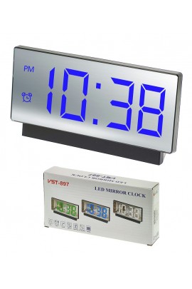 Часы сетевые VST 897-5 синие цифры, зеркальный дисплей, без блока питания