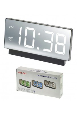 Часы сетевые VST 897-6 белые цифры, зеркальный дисплей, без блока питания