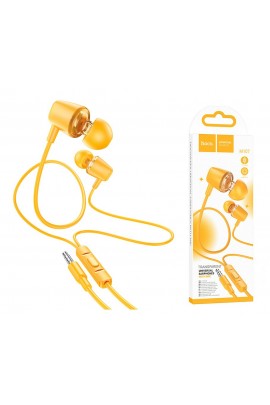 Наушники с микрофоном HOCO M107 Discoverer внутриканальные, кабель 1, 2м, 3, 5мм 4-pin Jack, кнопка вызова, коробка, желтый