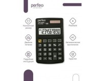 Калькулятор Perfeo PF-C3706 карманный, 8 разрядный, размер 102х61х8 мм, двойное питание (AG10/ солнечная батарея) черный