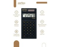 Калькулятор Perfeo PF-C3709 карманный, 8 разрядный, размер 118х58х11 мм, двойное питание (AG10/ солнечная батарея) черный
