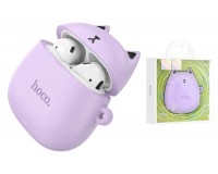 Наушники беспроводные HOCO EW45 Lilac Cat вкладыши, Bluetooth V5.3 кейс для хранения и зарядки в комплекте (емкостью 350 мАч) фиолетовый коробка