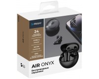 Наушники беспроводные Deppa 44208 Air Onyx внутриканальные, Bluetooth V5.3 шумоподавление ENC, кейс для хранения и зарядки в комплекте (емкостью 350мАч) черный, коробка