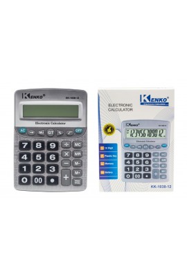 Калькулятор Kenko KK-1038B-12 настольный, 12 разрядный, размер 18х13 см, серебро