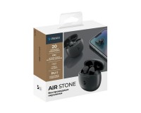 Наушники беспроводные Deppa 44196 Air Stone внутриканальные, Bluetooth V5.3 шумоподавление ENC, кейс для хранения и зарядки в комплекте (емкостью 300мАч) черный, коробка