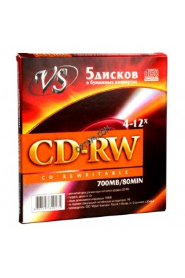 Диск VS CD-RW 80 12 х конверт по 5 шт.