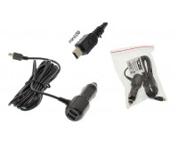 Автомобильное зарядное устройство TDS TS-CAU61, miniUSB 12-24В 2хUSB, Выходной ток: USB-3А, miniUSB-1.5А кабель 3, 5м черный
