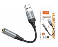 Переходник HOCO LS36 штекер USB - гнездо Jack3.5, ЦАП, черный, коробка, 