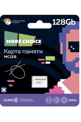 Флэш карта microSDXC 128 GB More Choice Class 10 V10, без адаптера, MC128
