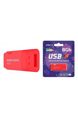 Флэш диск 8 GB USB 2.0 More Choice MF8 красный с колпачком