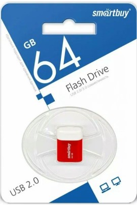 Флэш диск 64 GB USB 2.0 SmartBuy Lara Red с колпачком