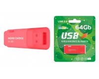 Флэш диск 64 GB USB 2.0 More Choice MF64 красный с колпачком