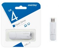 Флэш диск 4 GB USB 2.0 SmartBuy CLUE White с колпачком
