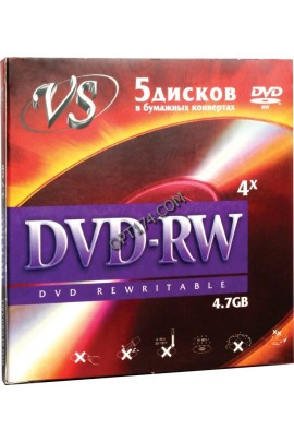 Диск VS DVD-RW 4.7 Gb 4x конверт по 5 шт.