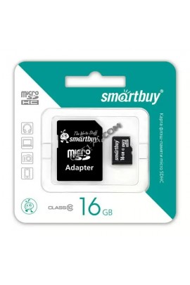 Флэш карта microSDHC 16 GB SmartBuy Class 10 с адаптером