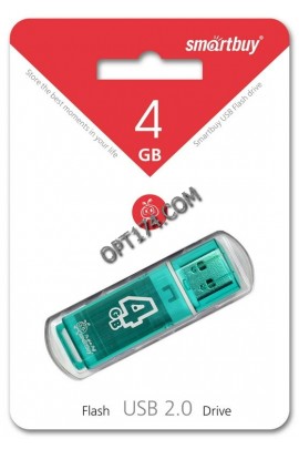 Флэш диск 4 GB USB 2.0 SmartBuy Glossy Green с колпачком