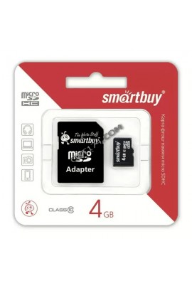 Флэш карта microSDHC 4 GB SmartBuy Class 10 с адаптером