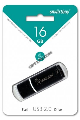 Флэш диск 16 GB USB 2.0 SmartBuy Crown Black с колпачком