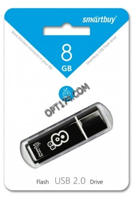 Флэш диск 8 GB USB 2.0 SmartBuy Glossy Black с колпачком