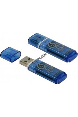 Флэш диск 64 GB USB 2.0 SmartBuy Glossy Blue с колпачком