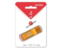 Флэш диск 4 GB USB 2.0 SmartBuy Glossy Orange с колпачком