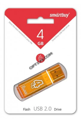 Флэш диск 4 GB USB 2.0 SmartBuy Glossy Orange с колпачком