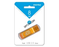Флэш диск 8 GB USB 2.0 SmartBuy Glossy Orange с колпачком