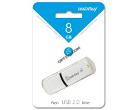 Флэш диск 8 GB USB 2.0 SmartBuy Paean White с колпачком