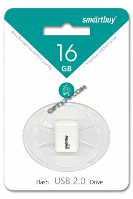 Флэш диск 16 GB USB 2.0 SmartBuy Lara White с колпачком