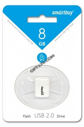Флэш диск 8 GB USB 2.0 SmartBuy Lara White с колпачком