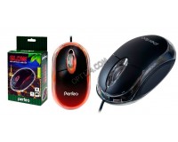 Мышь Perfeo PF-4435/PF-010 Glow USB Optical (1200dpi) черная, 2 кнопки+колесо-кнопка, с подсветкой, коробка