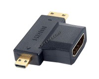 Переходник Perfeo HDMI гнездо - miniHDMI штекер + microHDMI штекер (A7006)